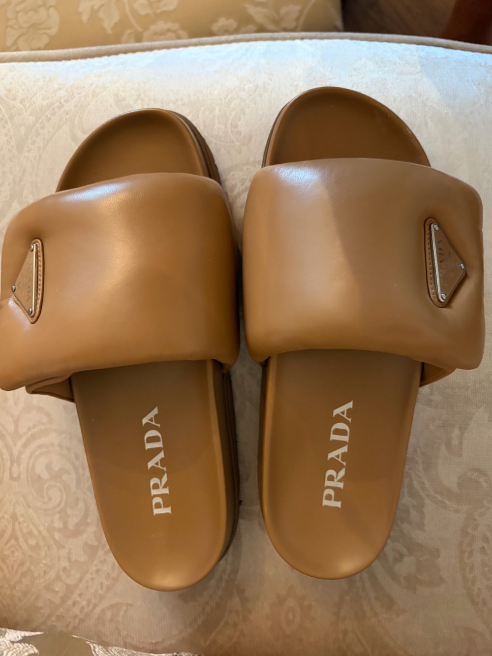 PRADA Brown Leather slides new